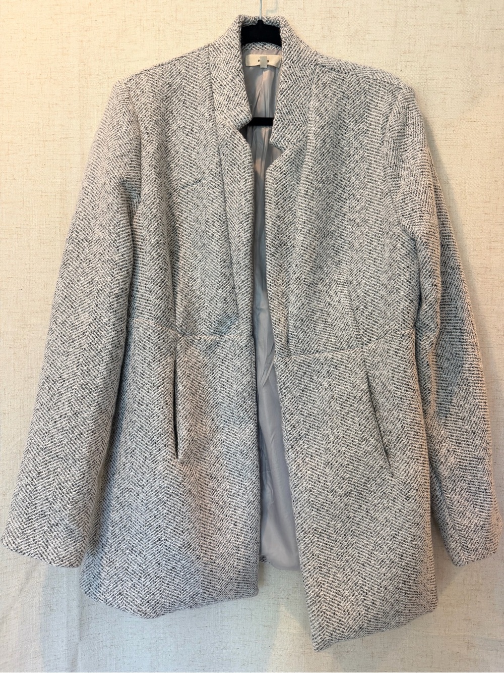 entro Light Gray Herringbone Open-Front Blazer Coat